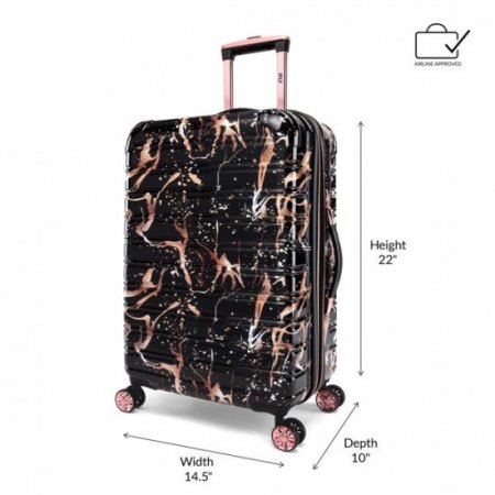 IFLYFibertech Marble Hardside Luggage 20 Inch Carry-on, Black/Rose Gold