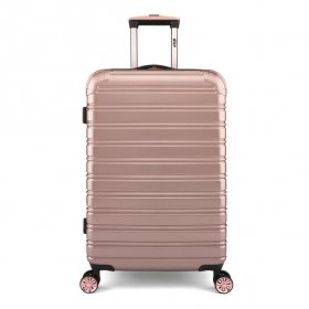 iFLY Hardside Fibertech Luggage 24" Checked Luggage, Rose Gold