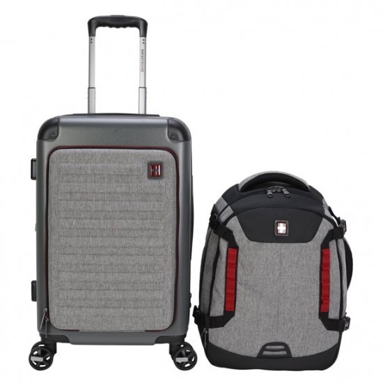 Swiss Tech Hybrid 21\"Unisex Luggage with Travel Backpack, 2 Piece Set