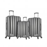 Rockland Luggage Barcelona Piece Hardside Polycarbaonate /ABS Lugage Set with 6 Piece Travel Set & Luggage Cover, Silver