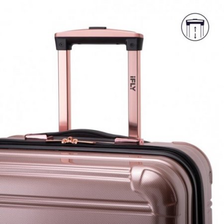 iFLY Hardside Fibertech Luggage 24" Checked Luggage, Rose Gold