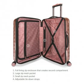 iFLY Fibertech 3 Piece Hardside Expandable Luggage Set, Rose Gold