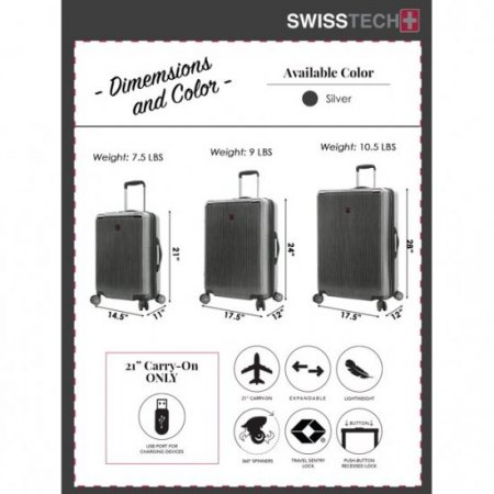 SwissTech Excursion 29" Hardside Rolling UprightCharcoal