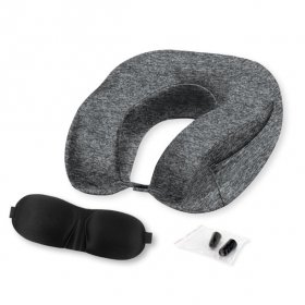 SwissTech Cool Touch Memory Foam Neck Pillow Set, Heather Gray, One Size