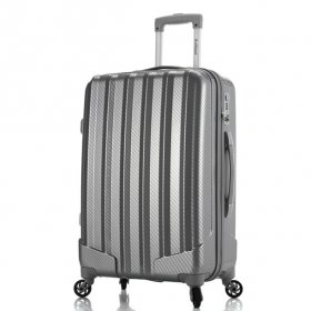 Rockland Luggage Barcelona Piece Hardside Polycarbaonate /ABS Lugage Set with 6 Piece Travel Set & Luggage Cover, Silver