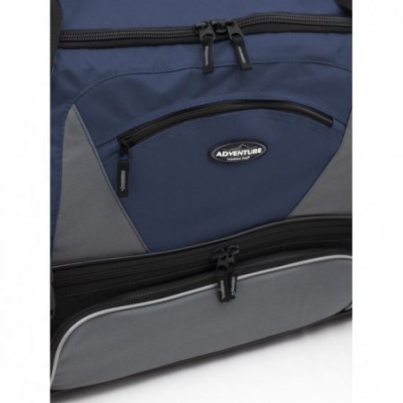 Travelers Club 30" Drop-Bottom Rolling Duffel with Telescopic Handle, Blue/Gray