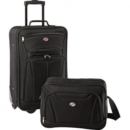 American Tourister Fieldbrook II 2 Piece Softside Luggage Set, 21\" Upright Rolling Carry-on and Boarding Bag