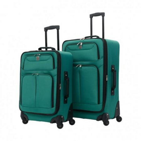 Protege 2 Pc Softside Spinner Luggage Set, 21" and 25" Checked, Teal