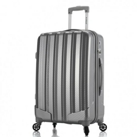 Rockland Luggage Barcelona Piece Hardside Polycarbaonate /ABS Lugage Set with 6 Piece Travel Set & Luggage Cover, Silver