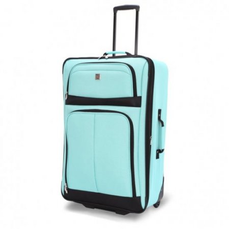 Protege 28" Regency Checked 2-Wheel Upright Luggage, Aqua