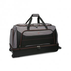 Protege 30 In Rolling Drop-Bottom Duffel Bag for Travel Black and Grey