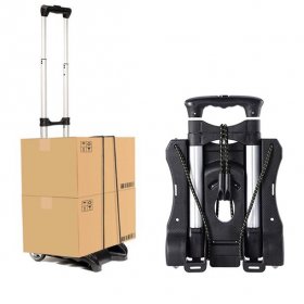 Hifashion Lightweight Folding Hand Truck Portable Luggage Cart with Wheels & Bungee Cord for Personal, Moving, Travel and Shopping Use