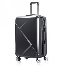 Carry-on 20" Hardside Luggage with Ergonomic Handles and Spinner Wheels, Black