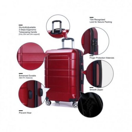 AEDILYS 3 Piece Suitcase Luggage SetRed