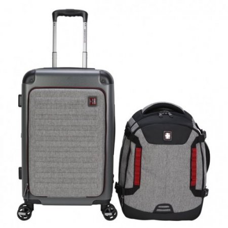 Swiss Tech Hybrid 21"Unisex Luggage with Travel Backpack, 2 Piece Set