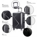 Carry-on 20" Hardside Luggage with Ergonomic Handles and Spinner Wheels, Black