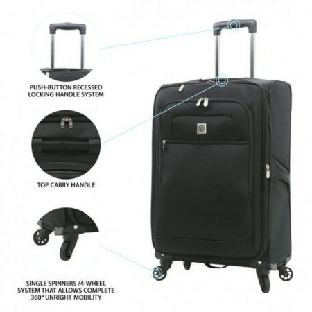 Protege 28" Arendale Rolling Spinner Uprigh Luggage, Black