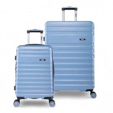 iFLY Hardside Luggage Spectre Versus 2 Piece Set, 20 Inch Carry-on Luggage and 28 Inch Checked Luggage, Light Blue/Navy