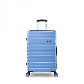 iFLY Hardside Luggage Spectre Versus 2 Piece Set, 20 Inch Carry-on Luggage and 28 Inch Checked Luggage, Light Blue/Navy