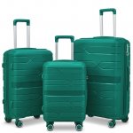 AEDILYS 3 Piece Luggage Sets, Suitcase Set, TSA Lock, 20" 24" 28", Green