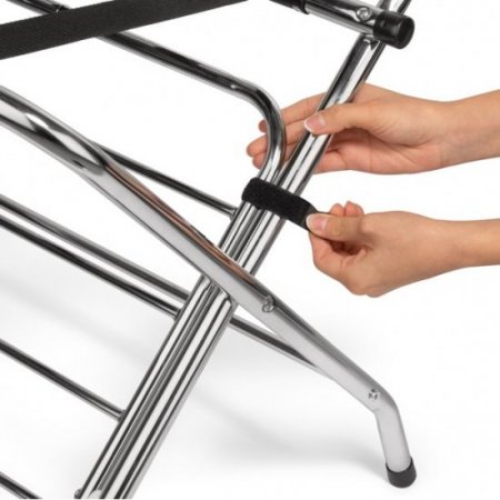 USTECH 2-Tier Extra Storage Foldable Metal Luggage Rack, No Assembly Required, Chrome