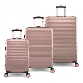 iFLY Fibertech 3 Piece Hardside Expandable Luggage Set, Rose Gold
