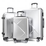 AEDILYS 3 Pcs Hardside Luggage Sets with TSA Locks and Durable Spinner Wheels Suitcase(20/24/28), Silver