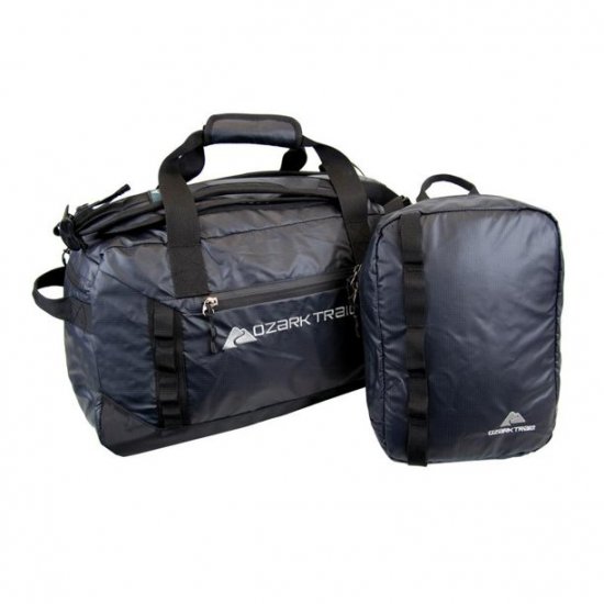 Ozark Trail Unisex 45L Packable All-Weather Duffel Bag for Travel, Solid Black