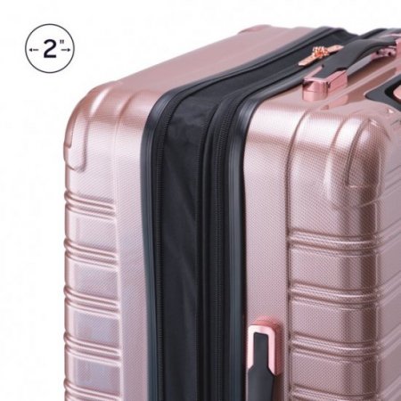 iFLY Hard Sided Fibertech 28" Checked Luggage, Rose Gold Luggage