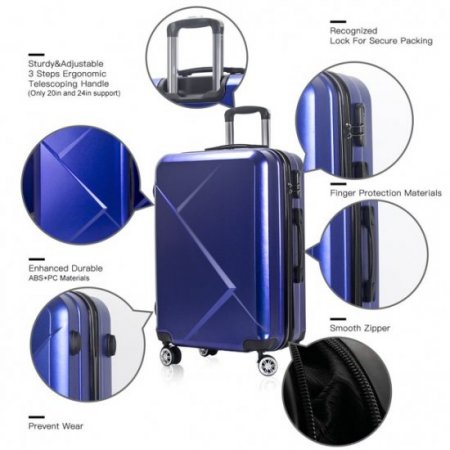 AEDILYS 3 Piece Nested Spinner Suitcase Luggage SetBlue