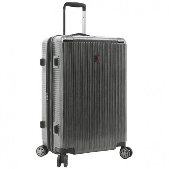 Swisstech Excursion 25\" Expandable Hardside Rolling Spinner Checked LuggageCharcoal