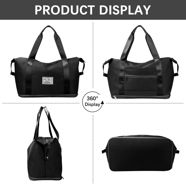 Allnice Travel Duffle Bag, Foldable Tote Bag for Women, Weekender Bag Dry and Wet Separated Carry on Bag, for Vacation, Sport, Beach