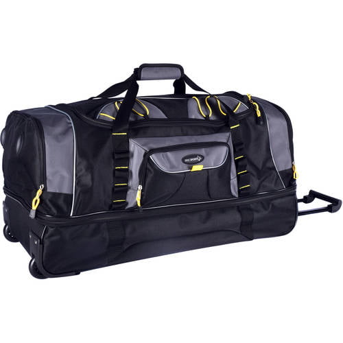 TPRC 30\" 2-section drop-bottom rolling duffel w/ telescopic handle, Black